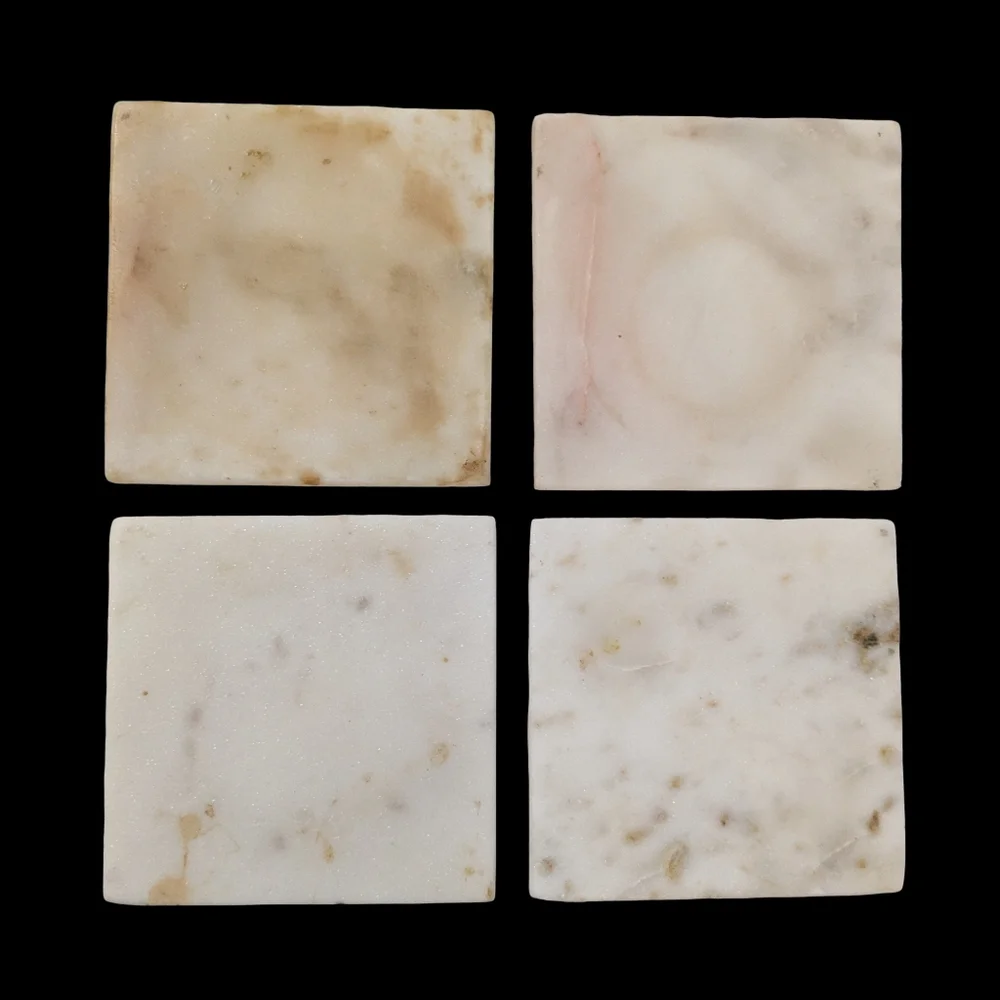 Set Of Four Square White Marble Coasters 4